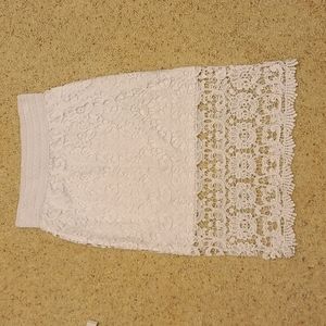 White Fitted Midi Skirt